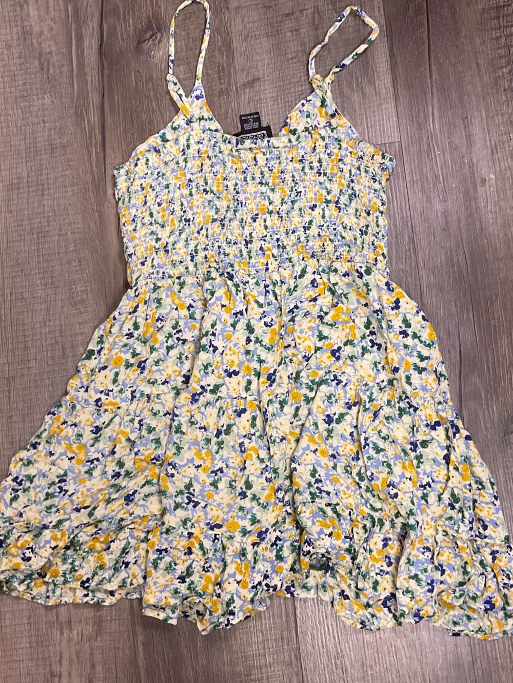 Angie boho floral tiered mini sundress size large rayon keyhole babydoll a-line - Picture 10 of 11